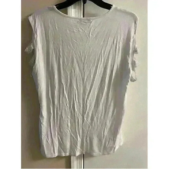 BEBE WHITE short sleeve cold shoulder top XL - Picture 3 of 5